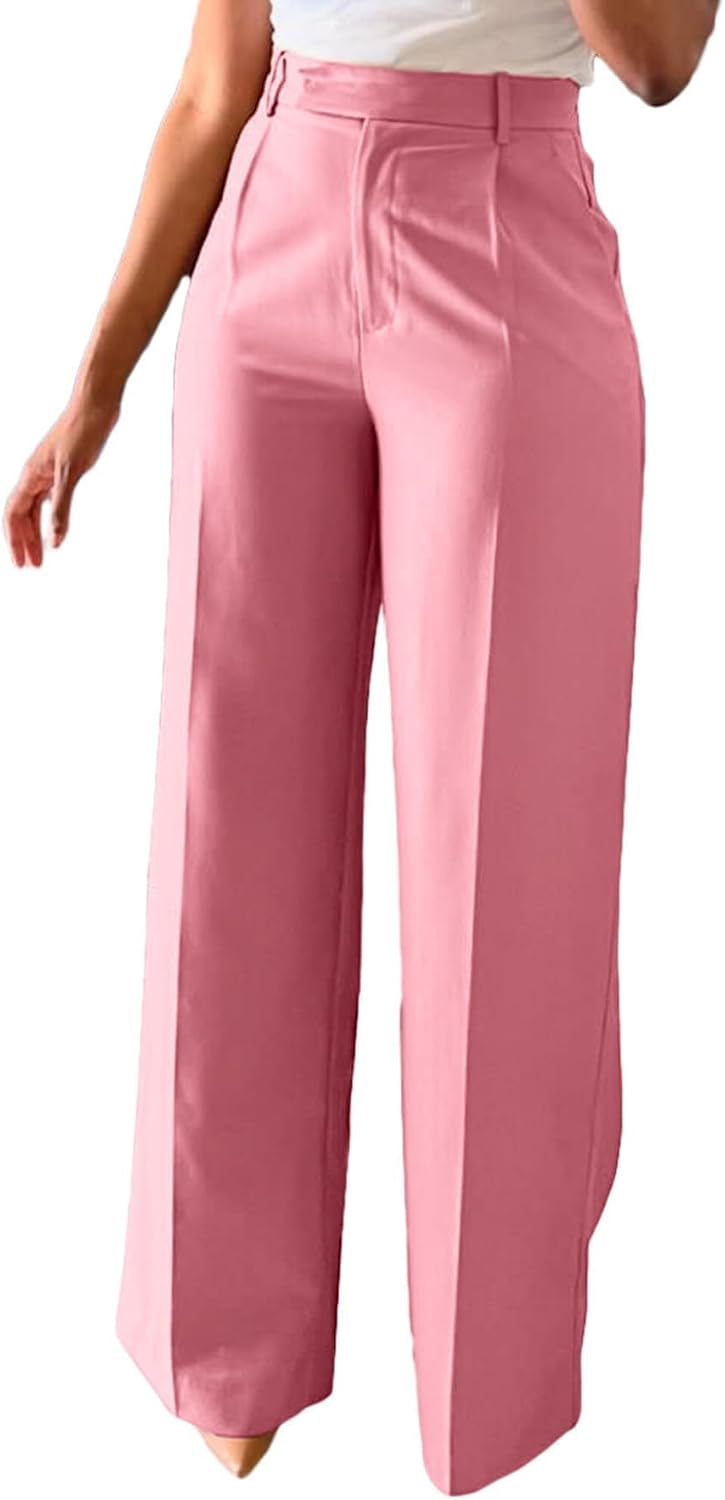 Women Wide Leg Dress Pants High Waisted Straight Leg Slacks Business Office Work Pants Trousers